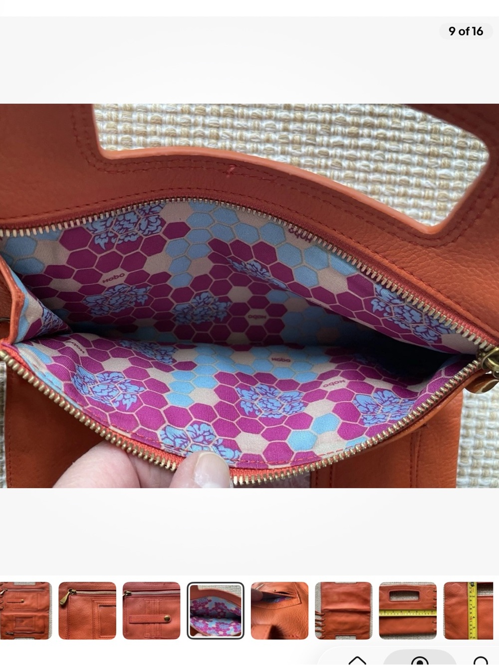 HOBO Sunny Orange Leather Fringe Clutch - Picture 9 of 16